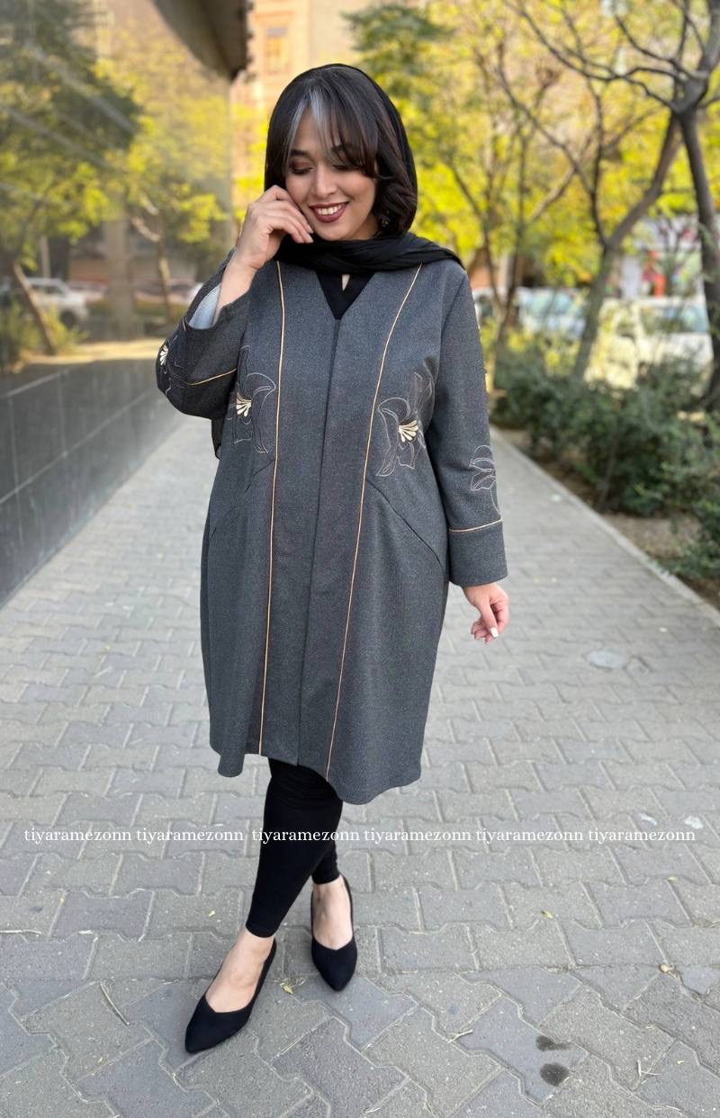 مانتو سایز بزرگ  پاییزه گلدوزی کد 319