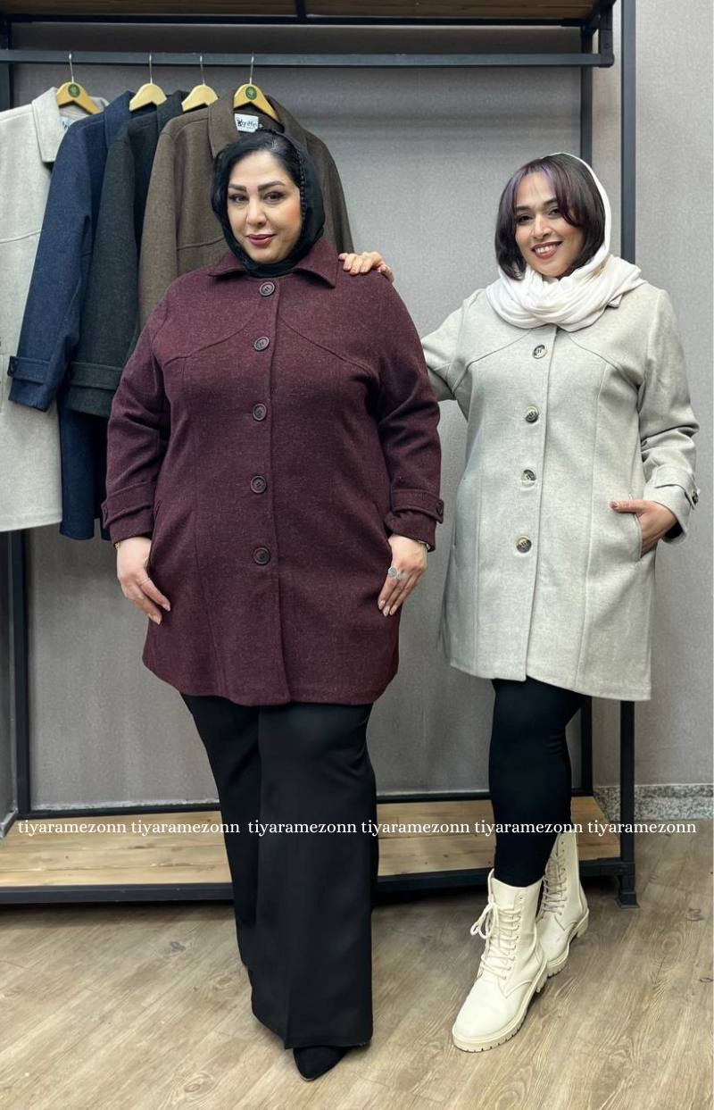 پالتو فوتر سایزبزرگ  مدل یقه شکاری کد 358