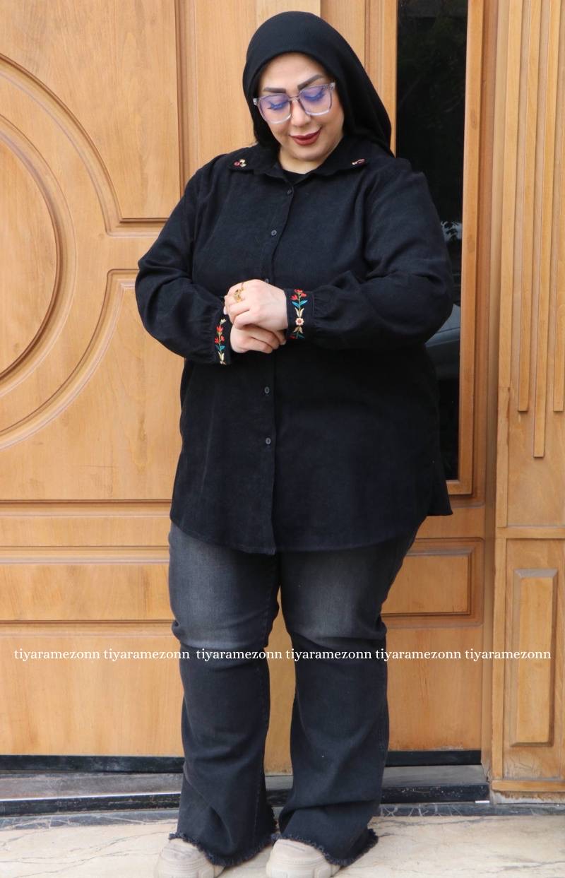 شومیز مانتویی سایزبزرگ  مدل زنبق  کد 367