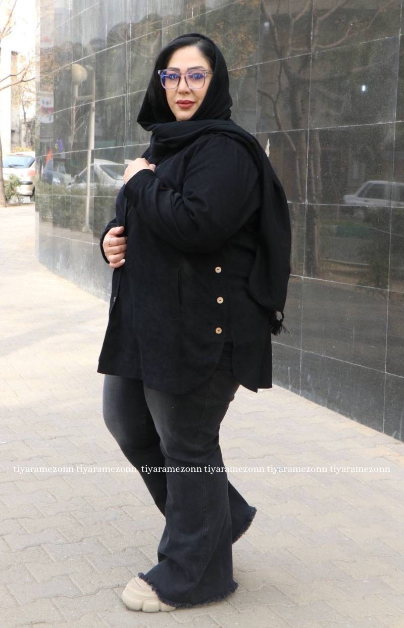 شومیز مانتویی سایزبزرگ  مدل بغل دکمه کد 369