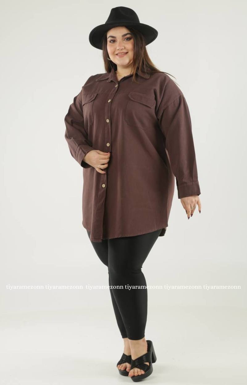 شومیز مانتویی سایزبزرگ  کتان مدل ولنتینو  کد 402