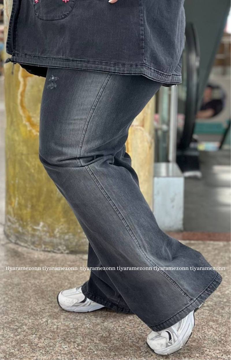 شلواربگ سایزبزرگ جین   مدل بند دار کد 400