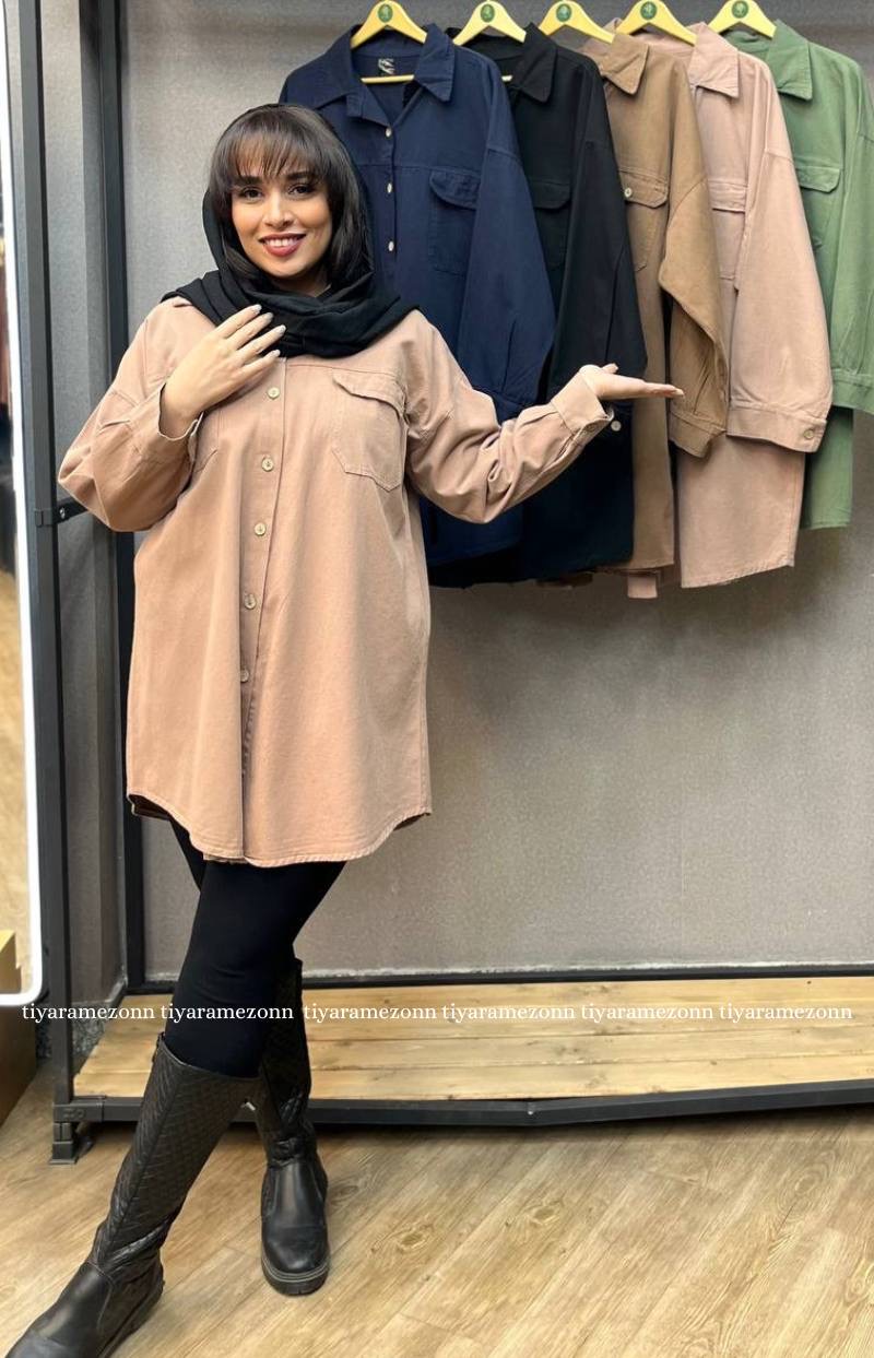 شومیز مانتویی سایزبزرگ  کتان مدل ولنتینو  کد 402