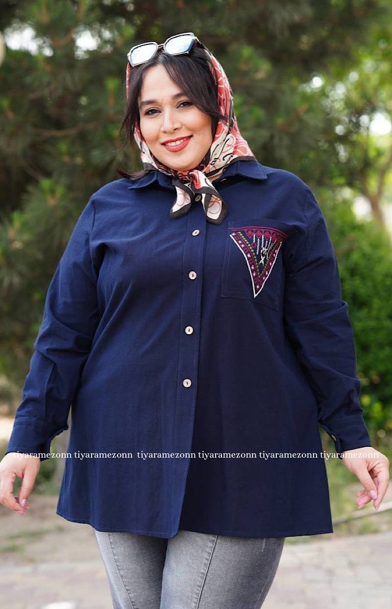 شومیز سایزبزرگ گلدوزی مثلث کد 201