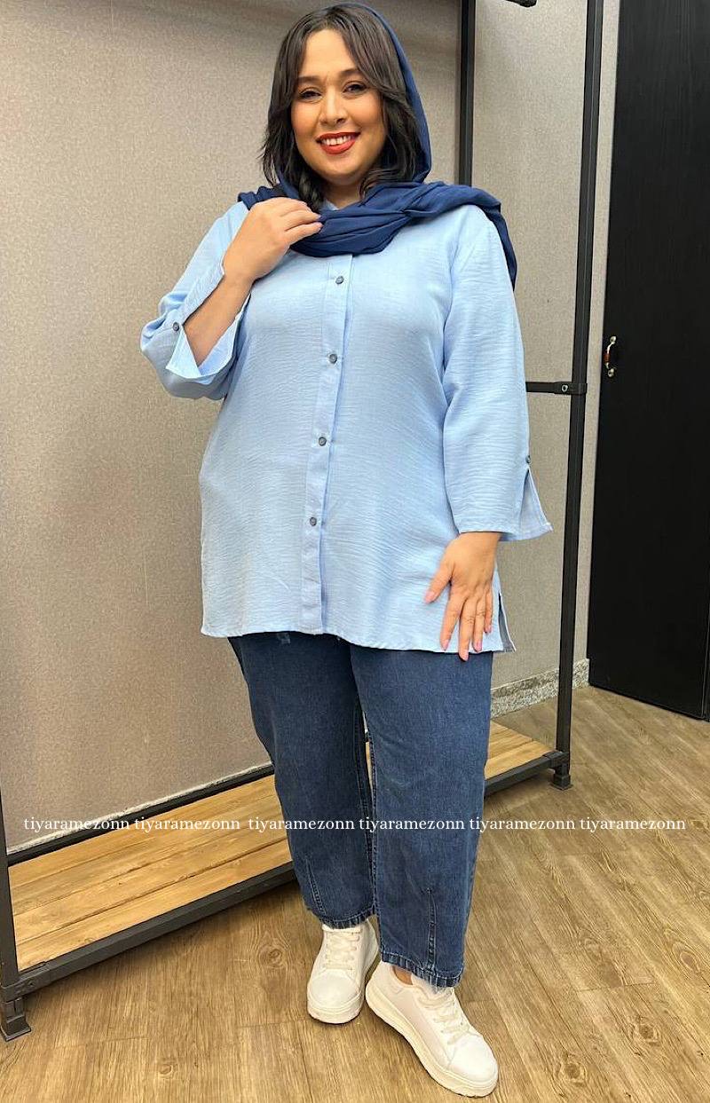 شومیز سایزبزرگ استین چاکدار کد 203