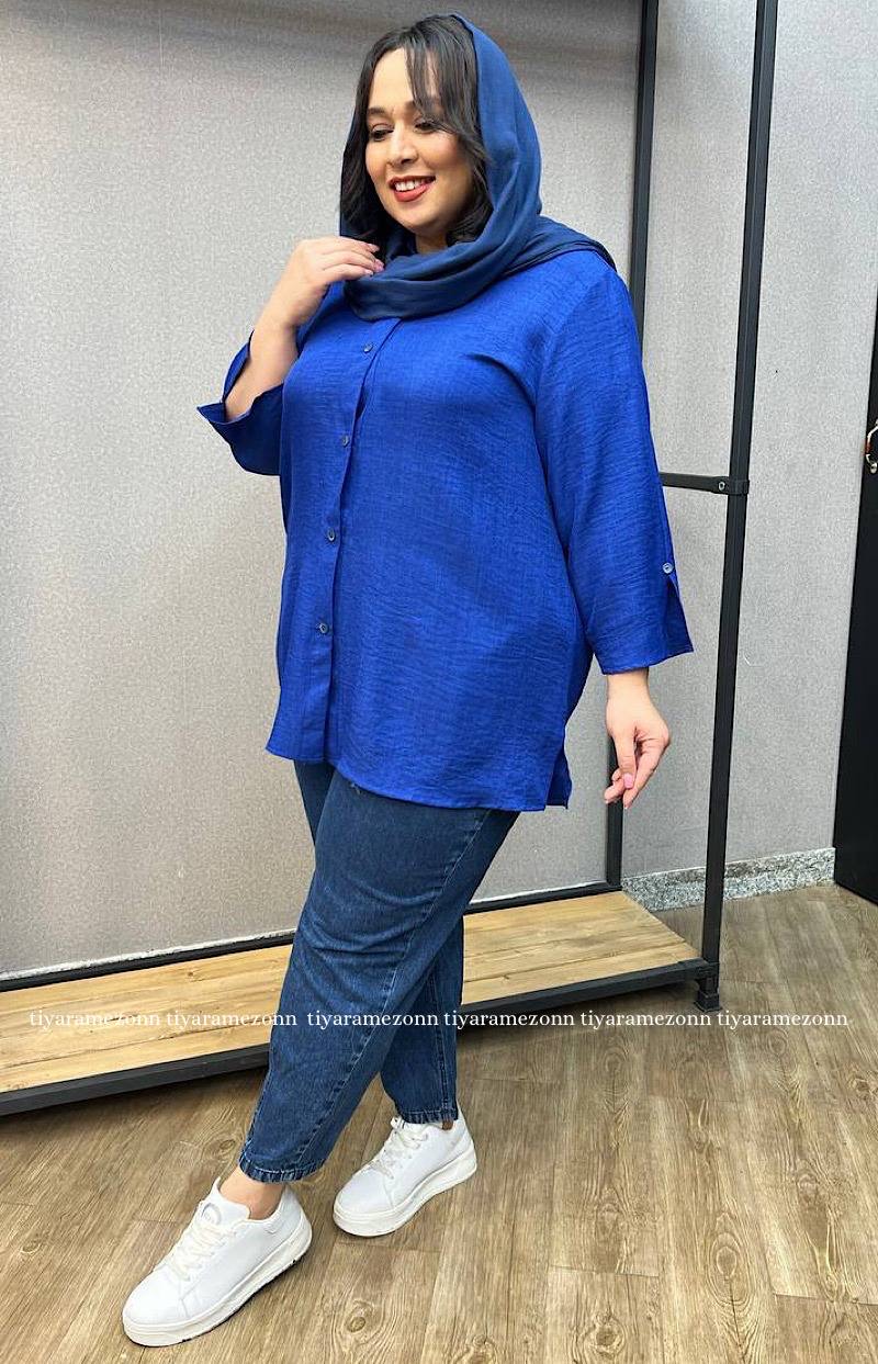 شومیز سایزبزرگ استین چاکدار کد 203