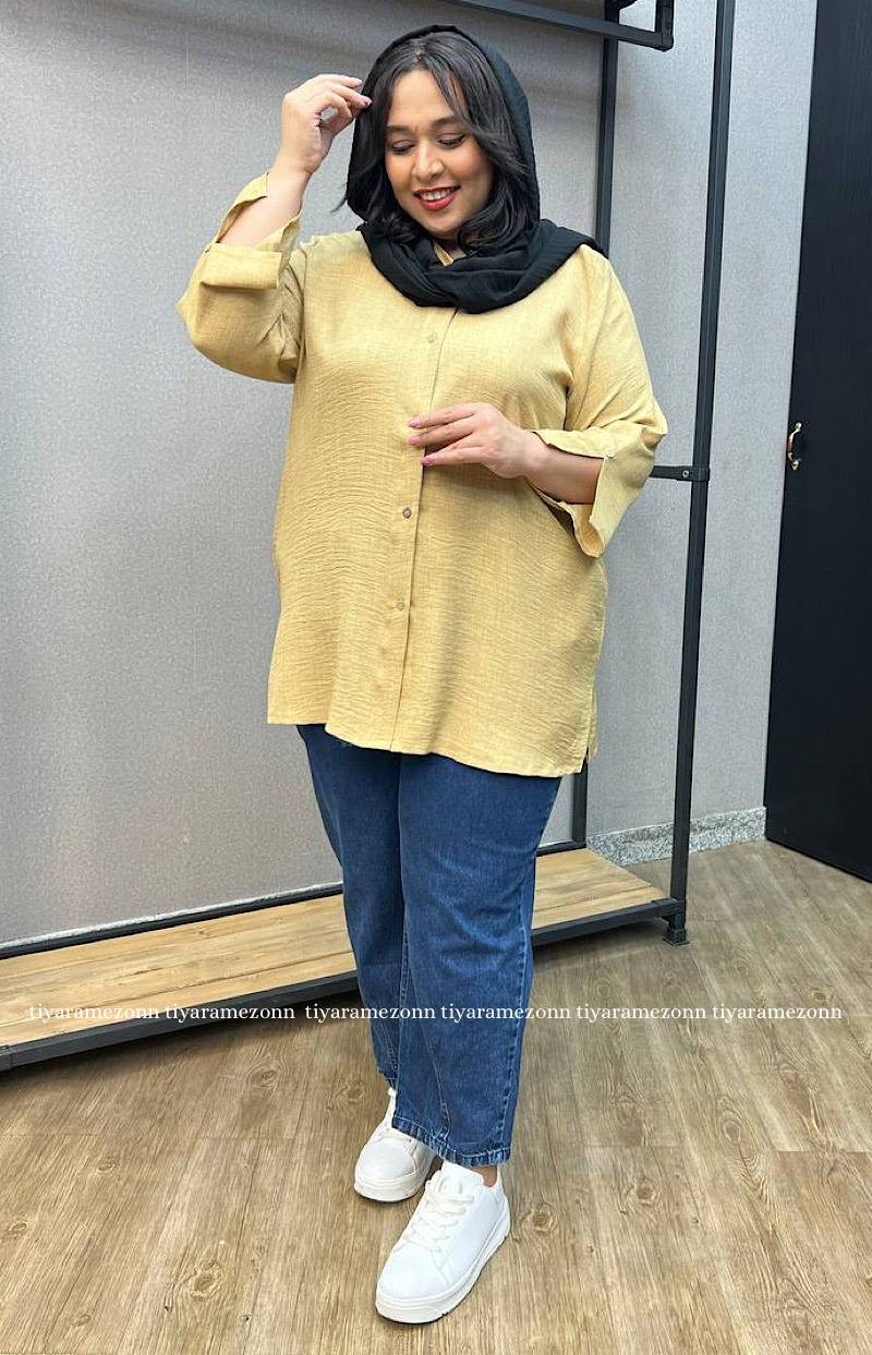شومیز سایزبزرگ استین چاکدار کد 203
