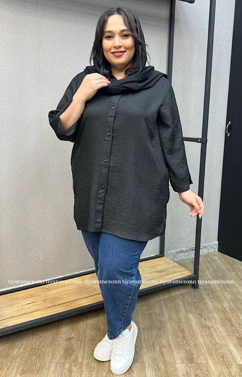 شومیز سایزبزرگ استین چاکدار کد 203