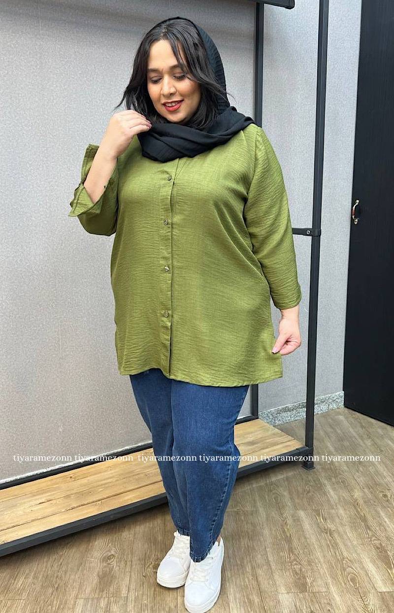 شومیز سایزبزرگ استین چاکدار کد 203