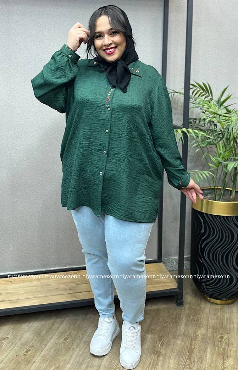شومیز سایزبزرگ گلدوزی زنبق کد 207
