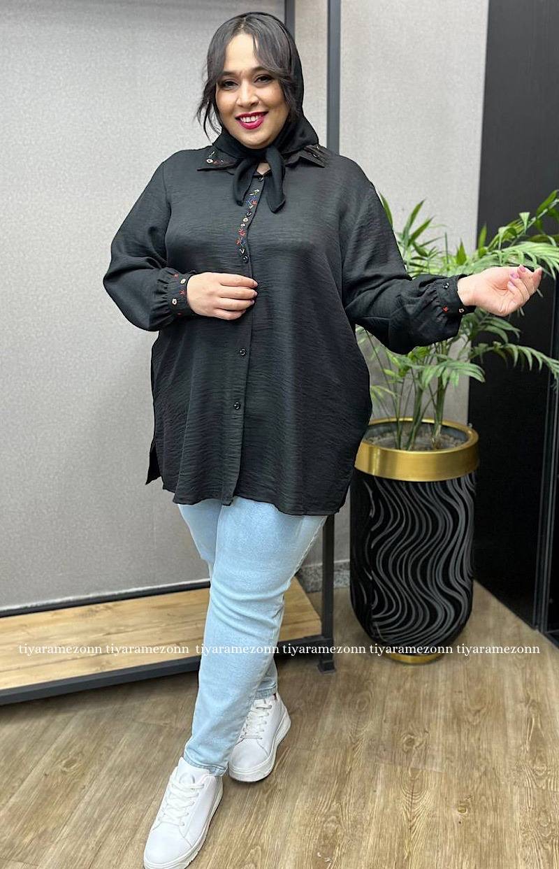 شومیز سایزبزرگ گلدوزی زنبق کد 207