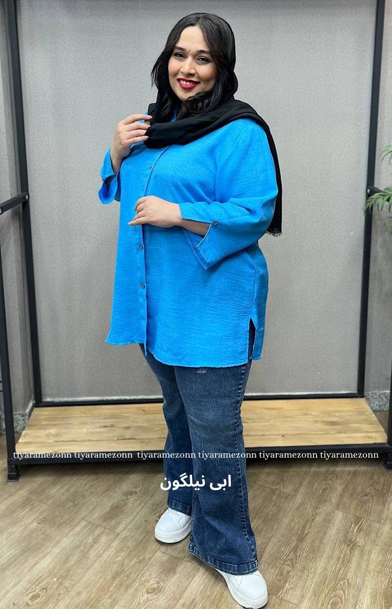 شومیز سایزبزرگ استین چاکدار کد 203