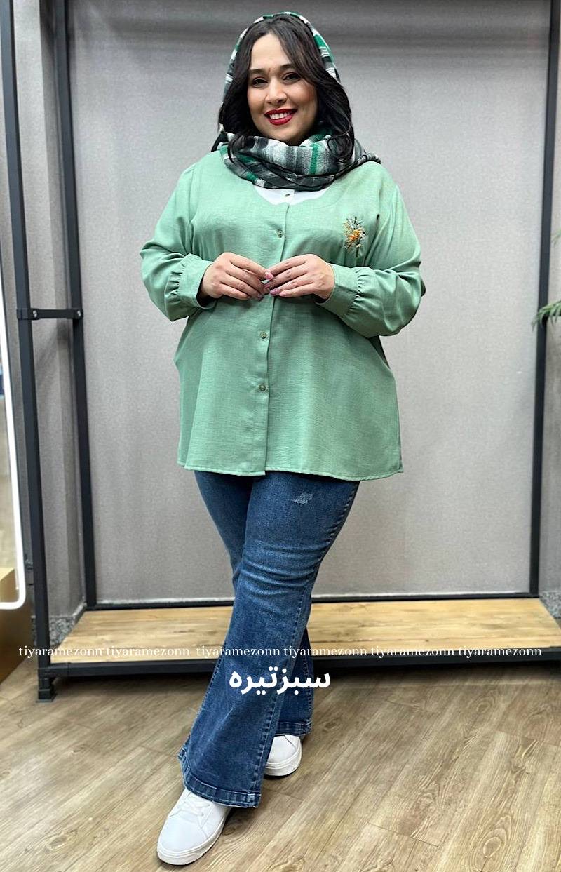شومیز سایزبزرگ یقه سفید سنبل کد 202