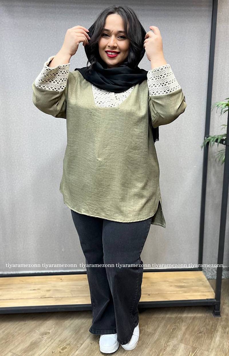 شومیز سایزبزرگ قلاب بافی کد 212