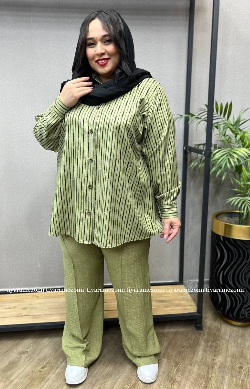 ست شومیز و شلوار سایزبزرگ زیگزاگ کد 204