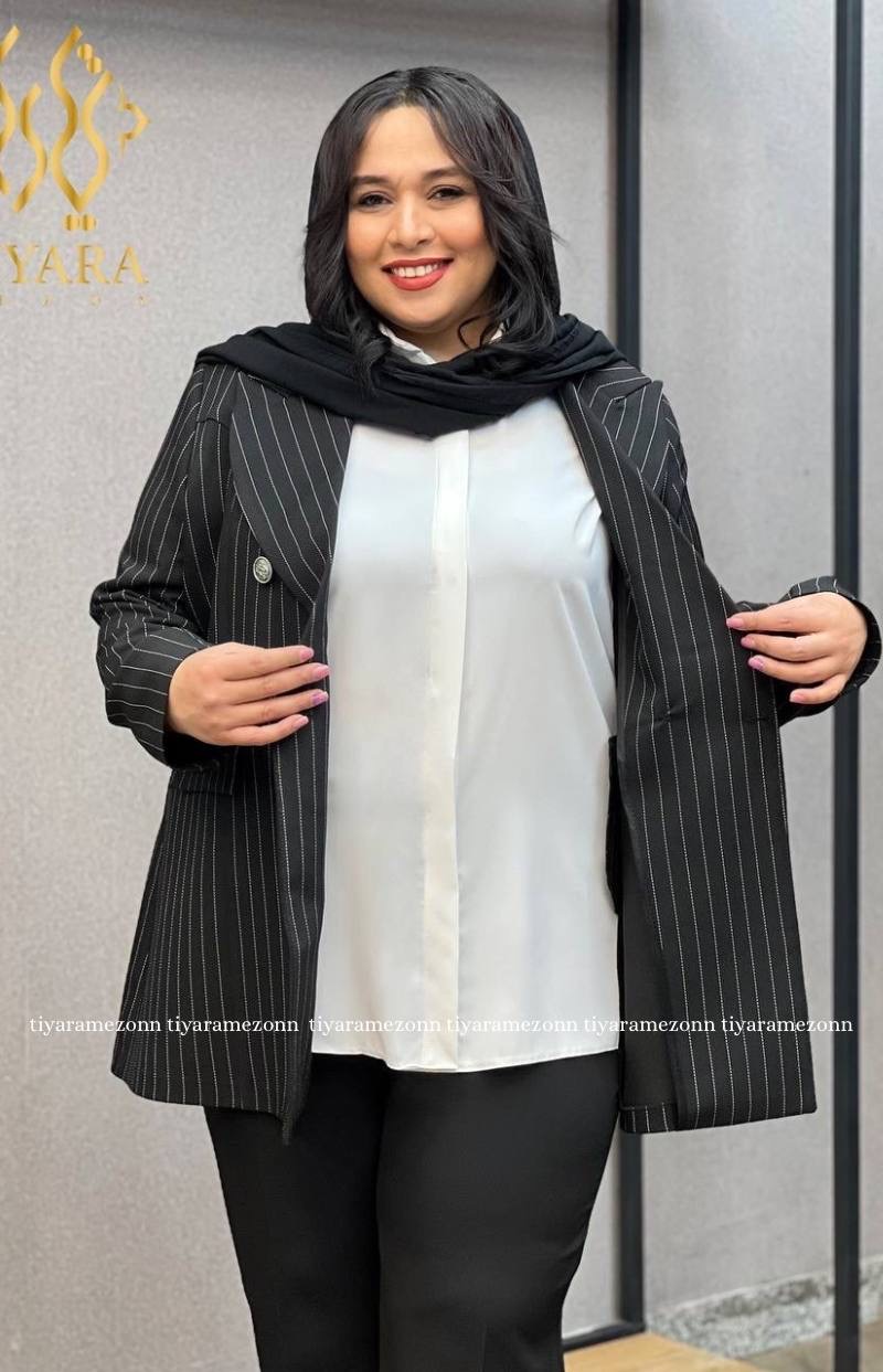 شومیز استین حلقه ای یقه مردانه کد 195