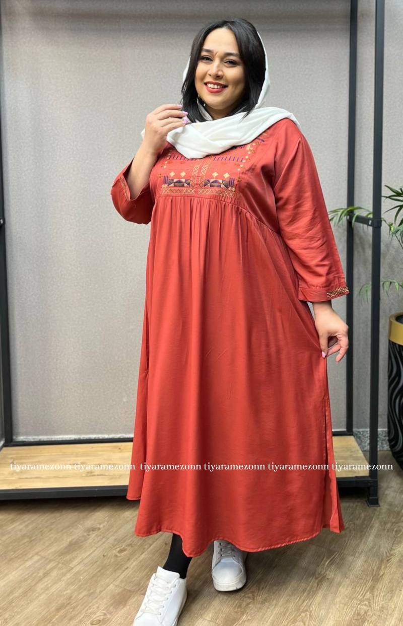 پیراهن سایزبزرگ ساحلی جلو گلدوزی کد 229