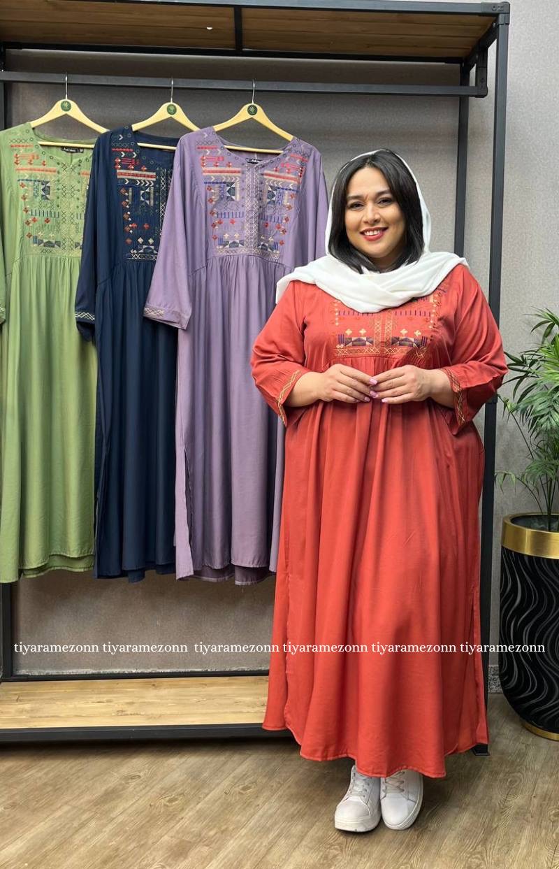 پیراهن سایزبزرگ ساحلی جلو گلدوزی کد 229