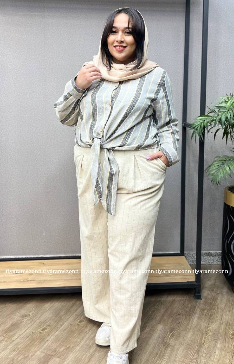 شومیز سایز بزرگ جلو گره کد 236