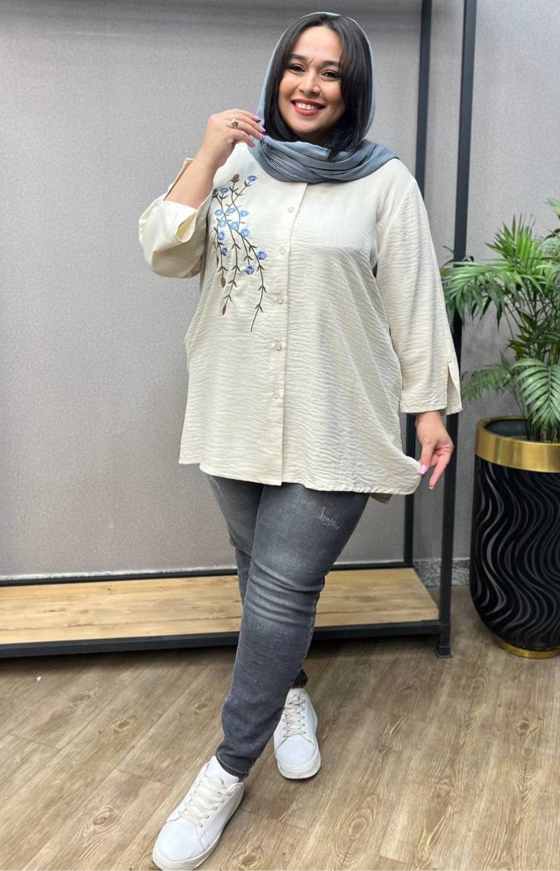 شومیز سایز بزرگ گل یخ کد 240