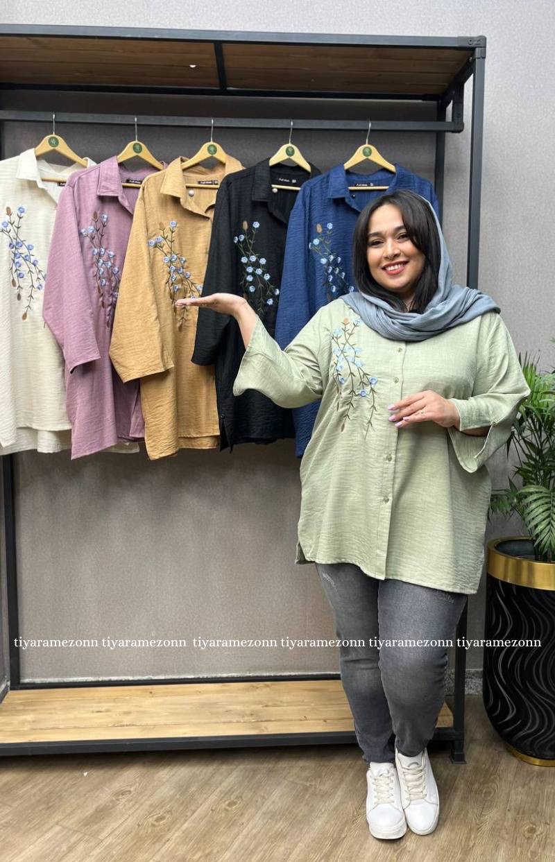 شومیز سایز بزرگ گل یخ کد 240