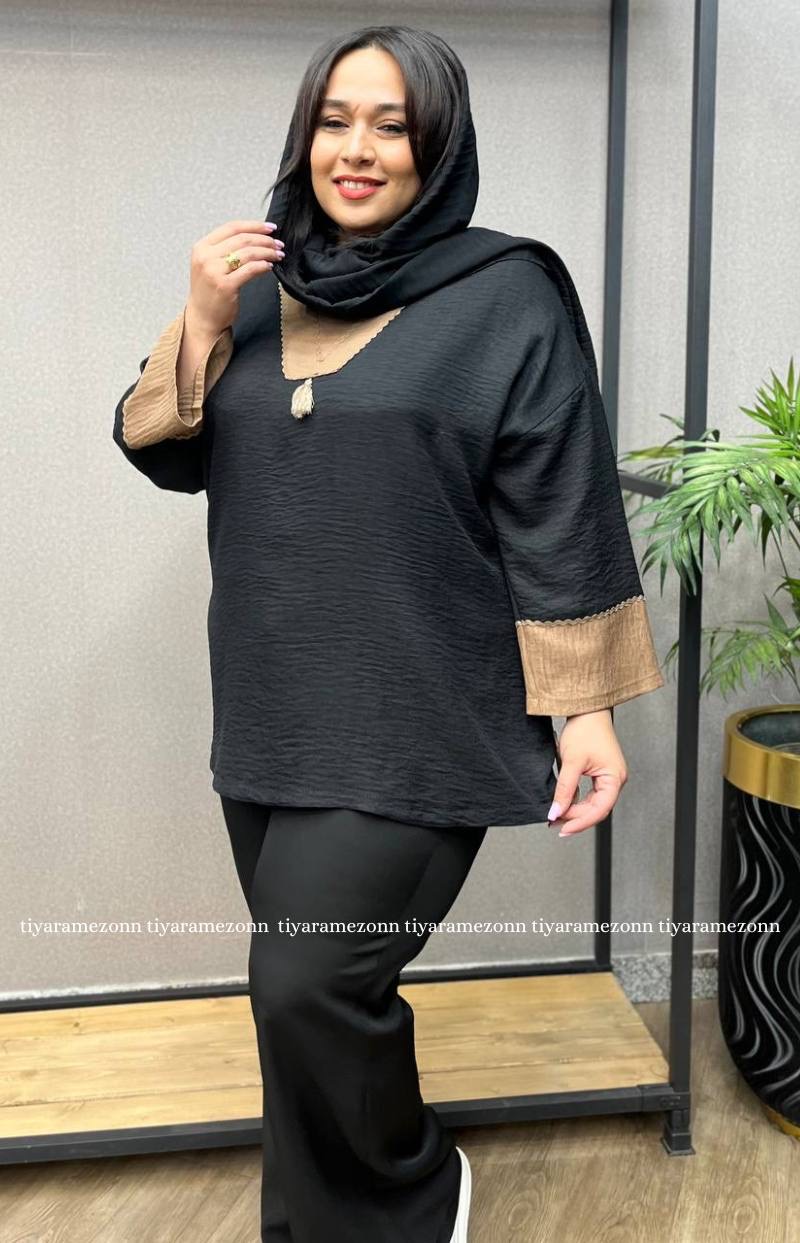 شومیز سایزبزرگ یقه هفت منگوله دار کد 206