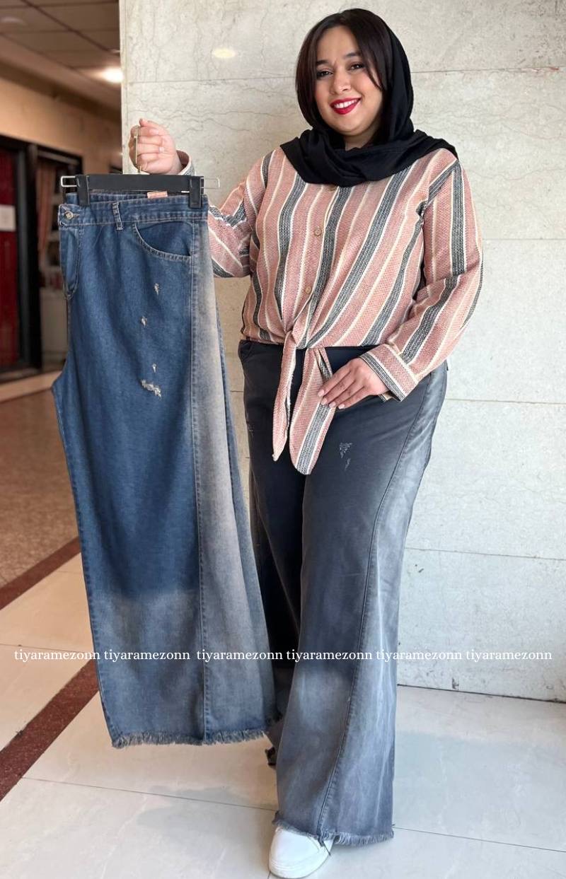 شلوار سایزبزرگ شافل جین  تابستانی کد 245