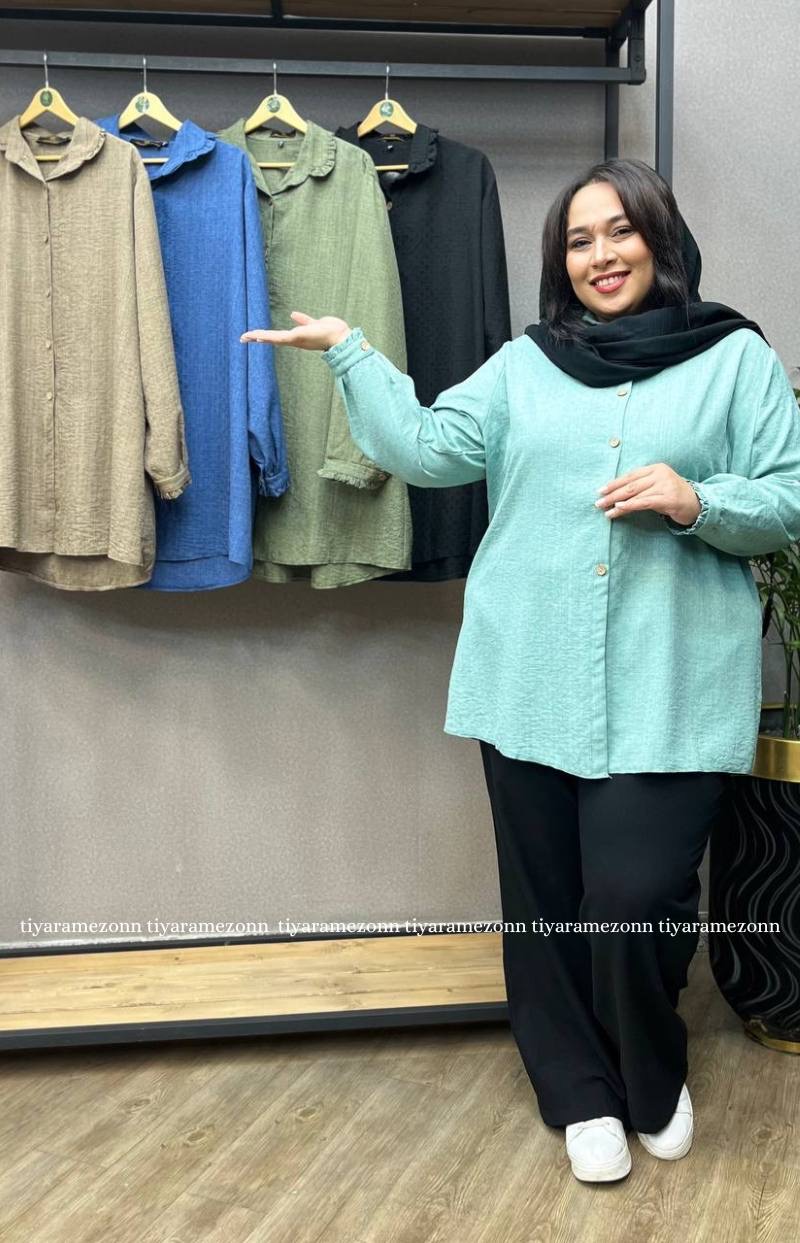 شومیز سایز بزرگ مجلسی یقه ب ب کد 249