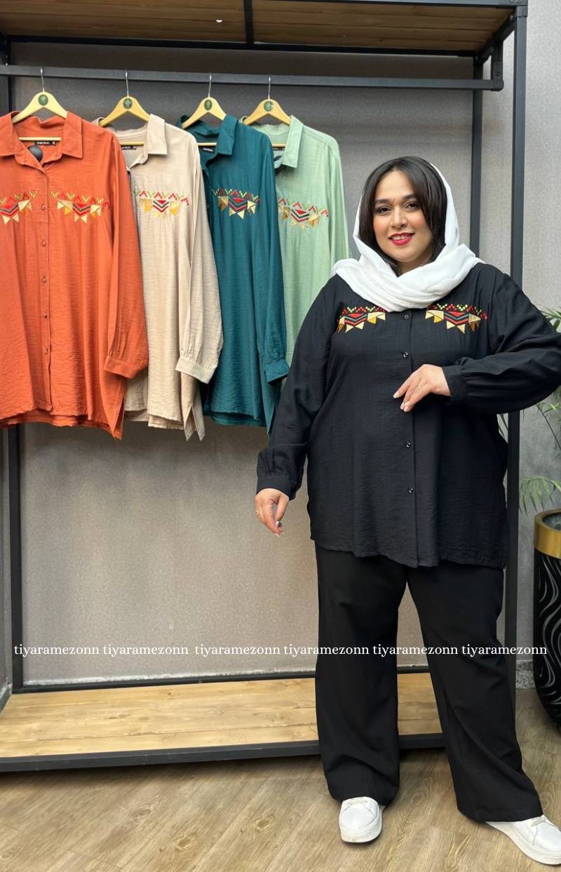 شومیز سایز بزرگ اشکال هندسی کد 253