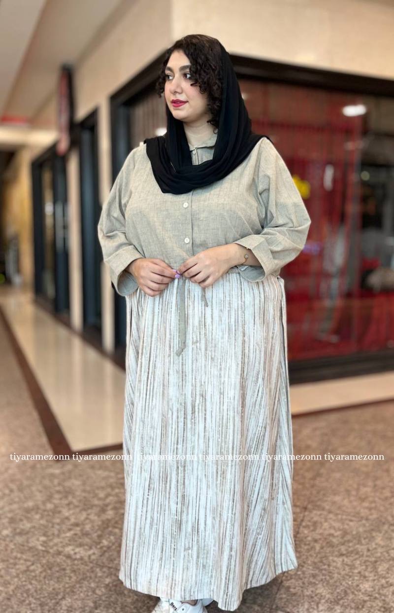 ست شومیز سارافون سایز بزرگ طرح ابشاری کد 266