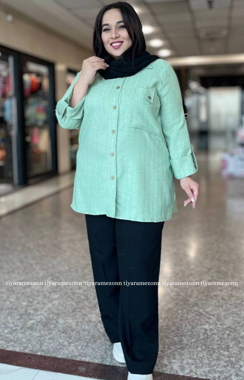 شومیز سایز بزرگ جیب پاگن دار کد 272