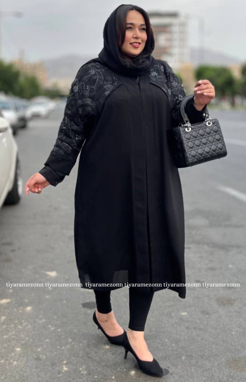 مانتو مجلسی سایزبزرگ استین گیپور کد 270