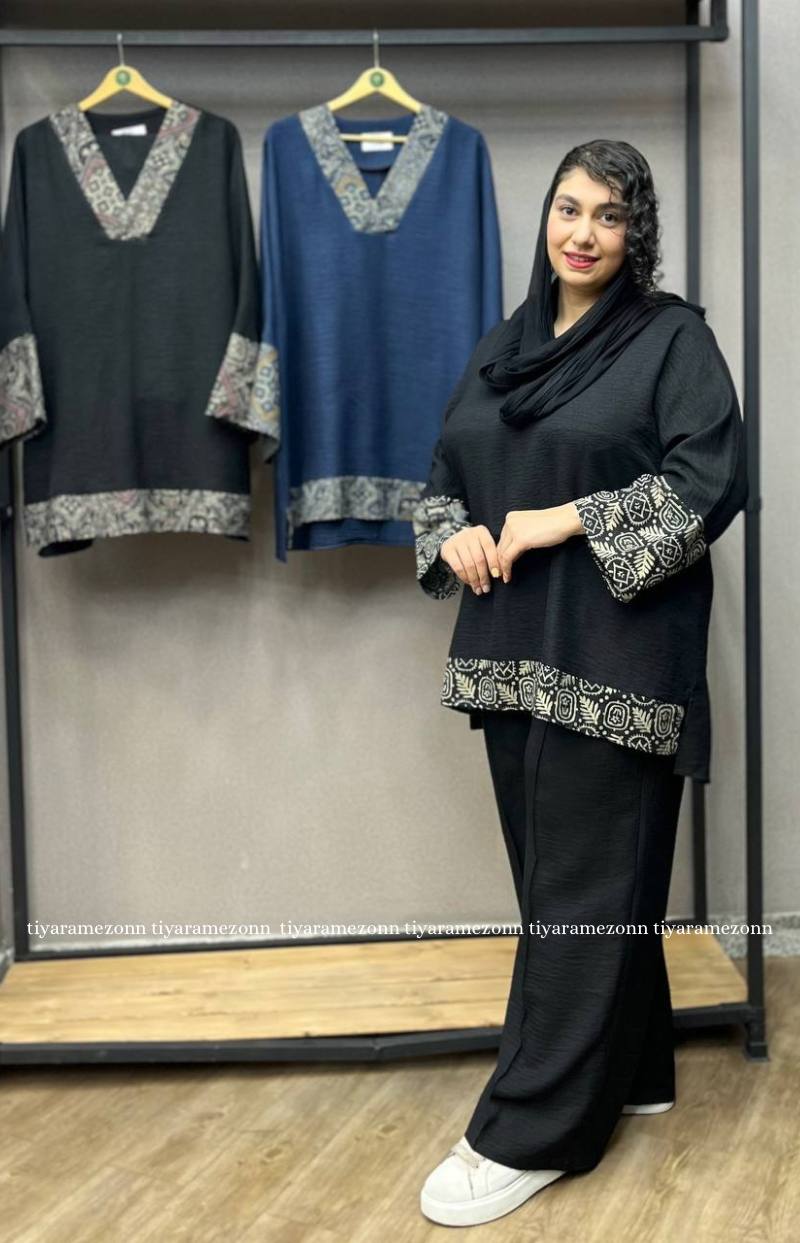 ست شومیز وشلوار سایزبزرگ مدل دایانا کد 268