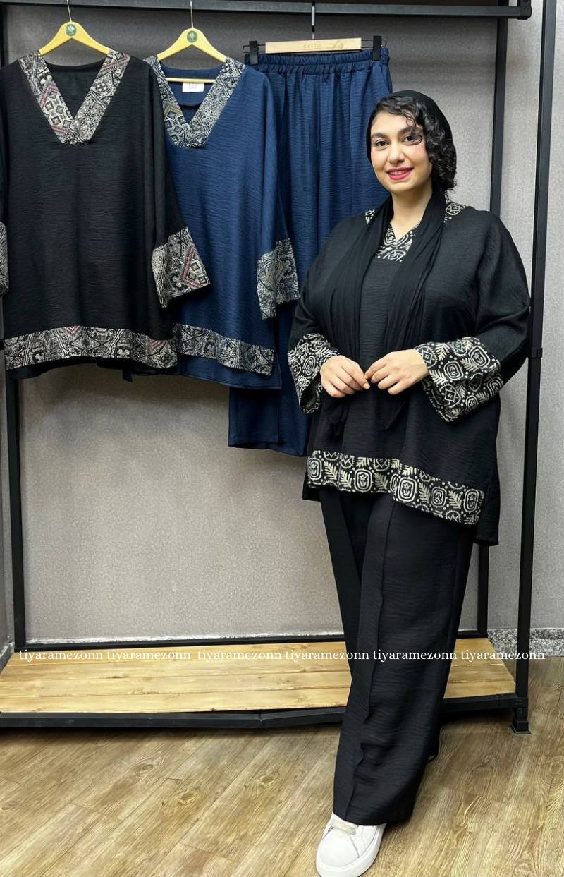 ست شومیز وشلوار سایزبزرگ مدل دایانا کد 268