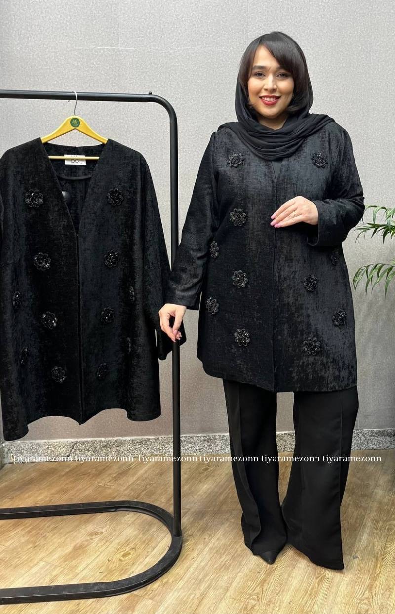 کت مخمل زنانه سایزبزرگ  گل افشان کد 300