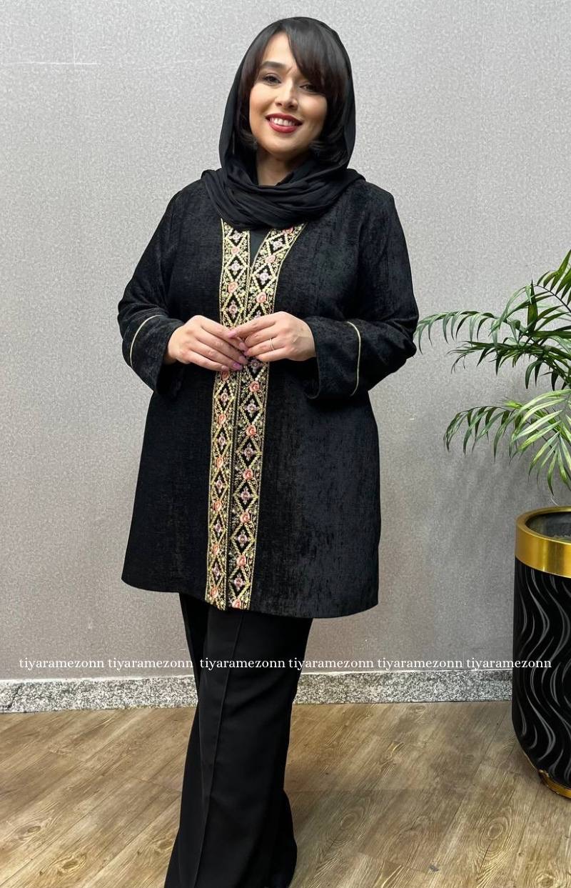 کت مخمل زنانه سایزبزرگ رزگلد کد 301