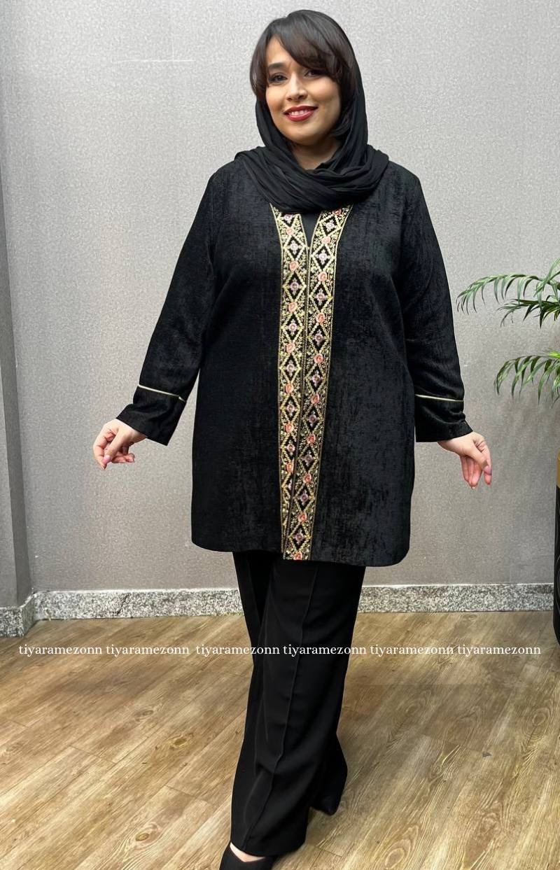 کت مخمل زنانه سایزبزرگ رزگلد کد 301