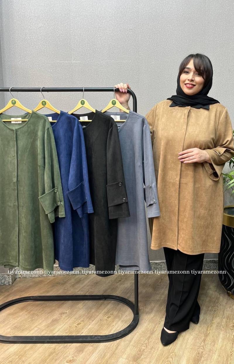 مانتو سایز بزرگ مدل دو جیب گل کد 295