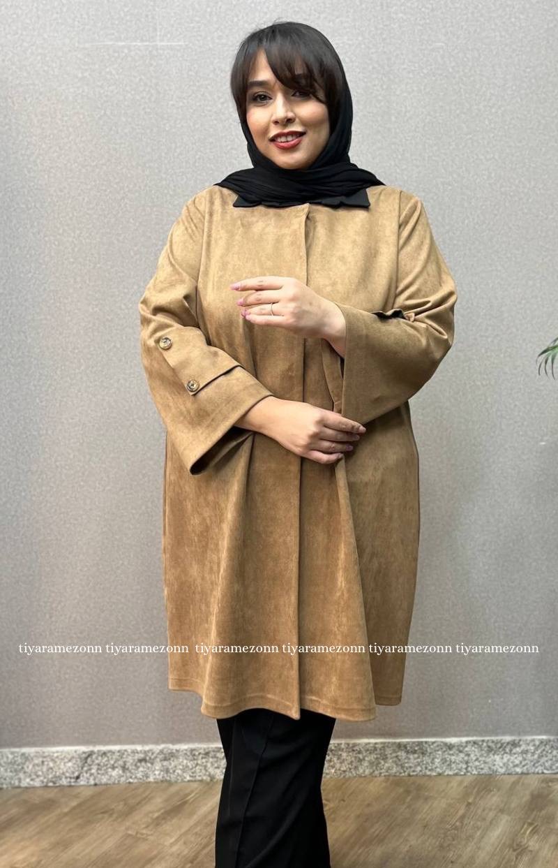 مانتو سایز بزرگ مدل دو جیب گل کد 295