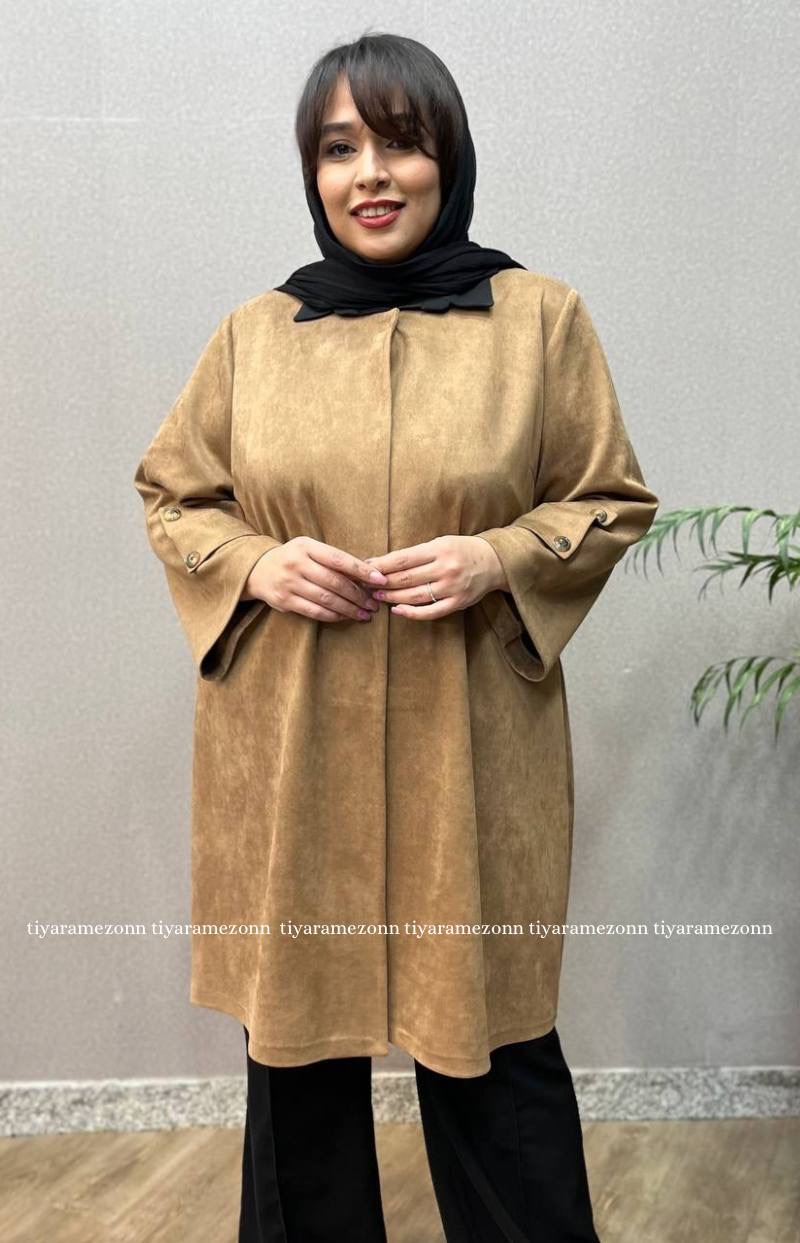 مانتو سایز بزرگ مدل دو جیب گل کد 295