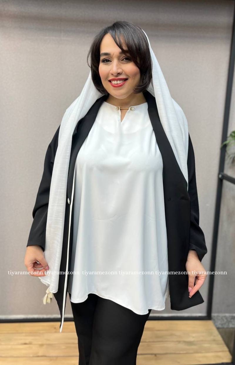 شومیز آستین حلقه ای سایزبزرگ  مدل مروارید کد 304