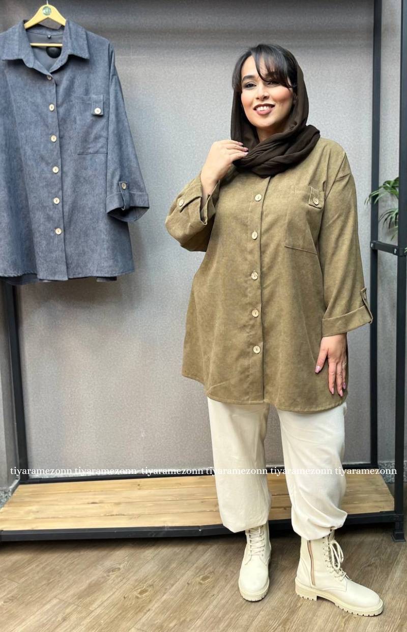 شومیز سایز بزرگ جیب پاگن دار کد 272