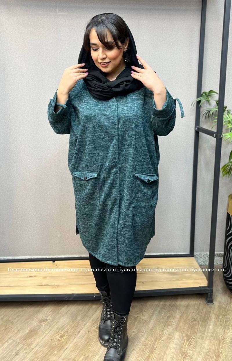 مانتو سایز بزرگ پاییزه مدل نلا  کد 302