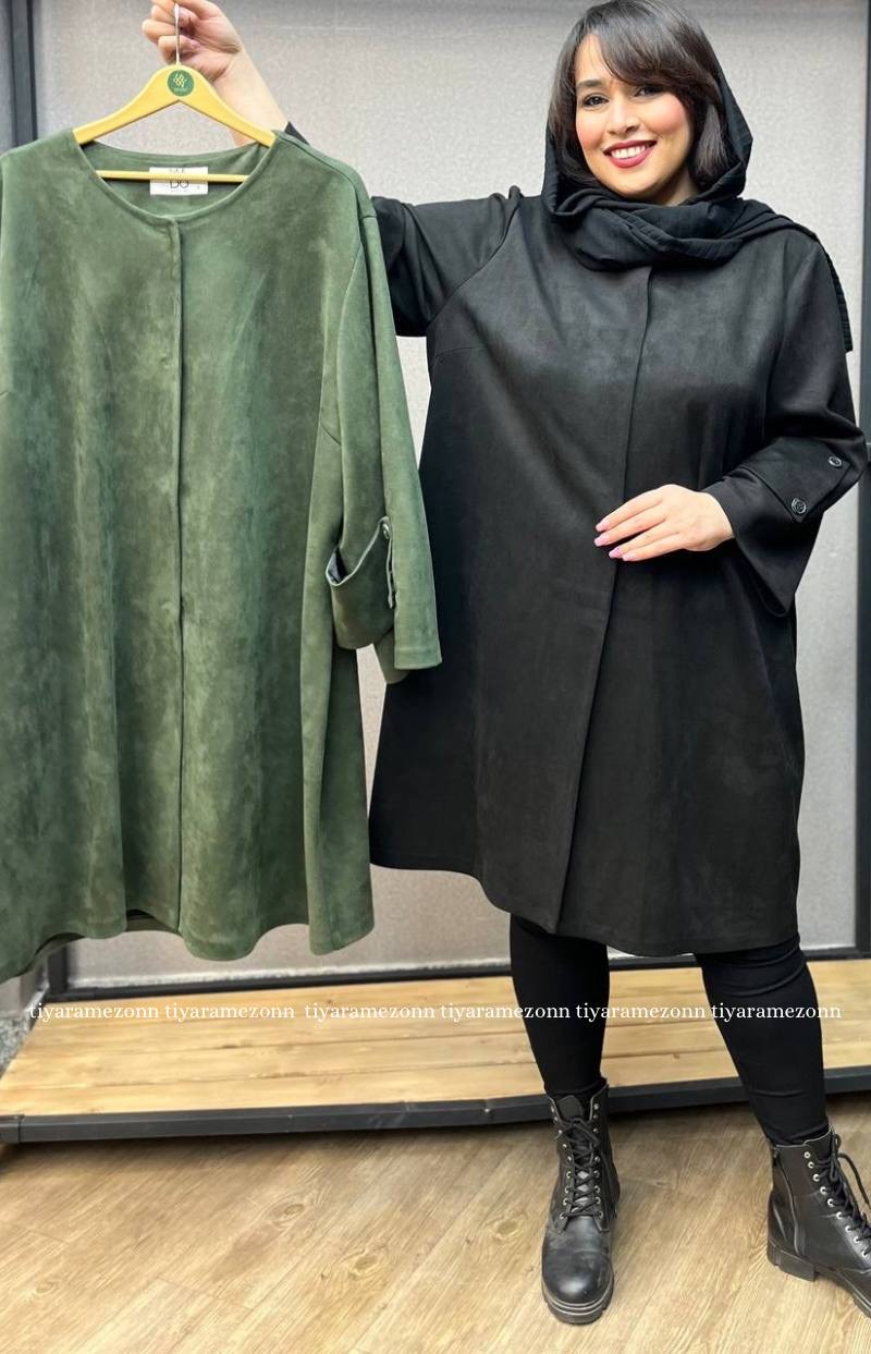 مانتو سایز بزرگ پاییزه مدل نلا  کد 302