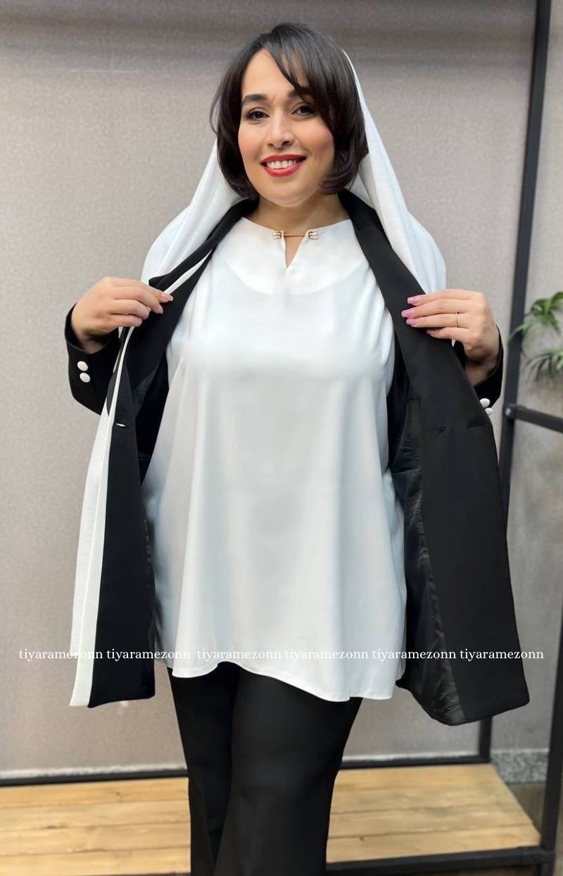 شومیز آستین حلقه ای سایزبزرگ  مدل مروارید کد 304