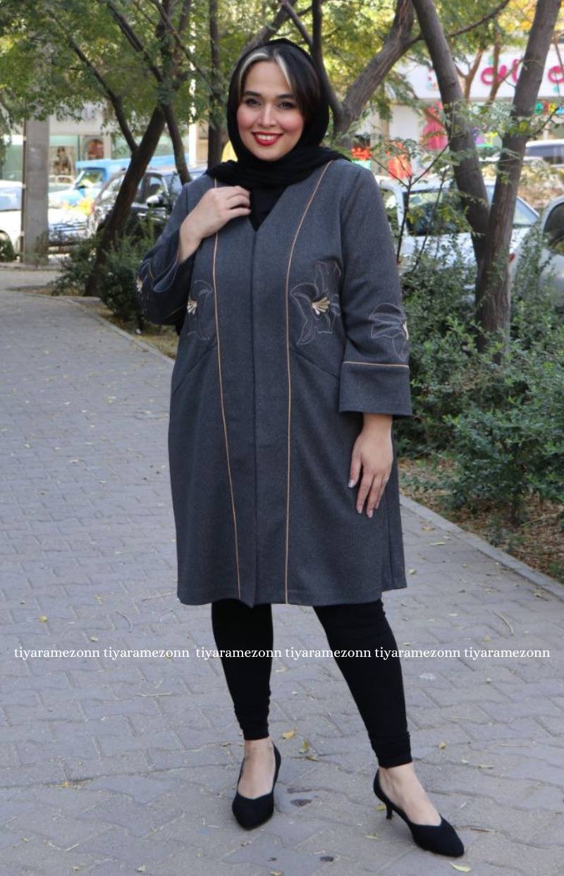 مانتو سایز بزرگ  پاییزه گلدوزی کد 319