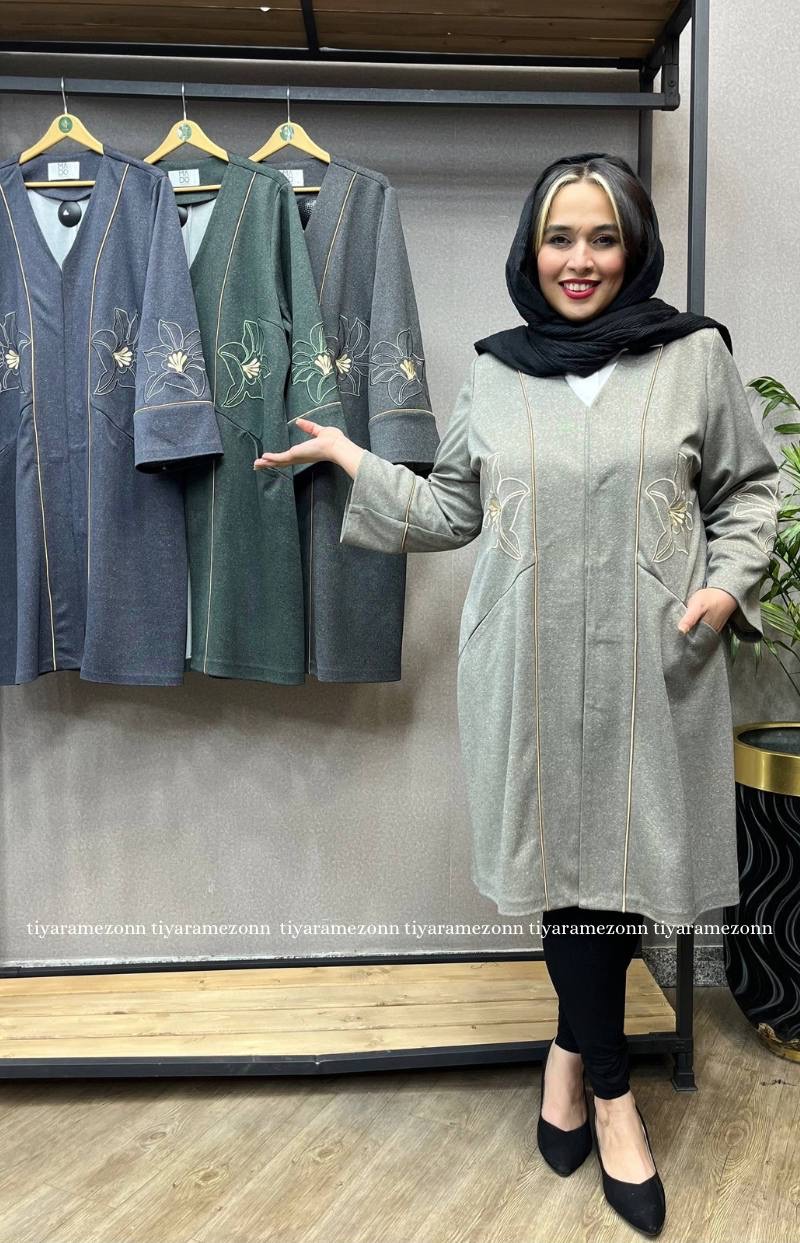 مانتو سایز بزرگ  پاییزه گلدوزی کد 319