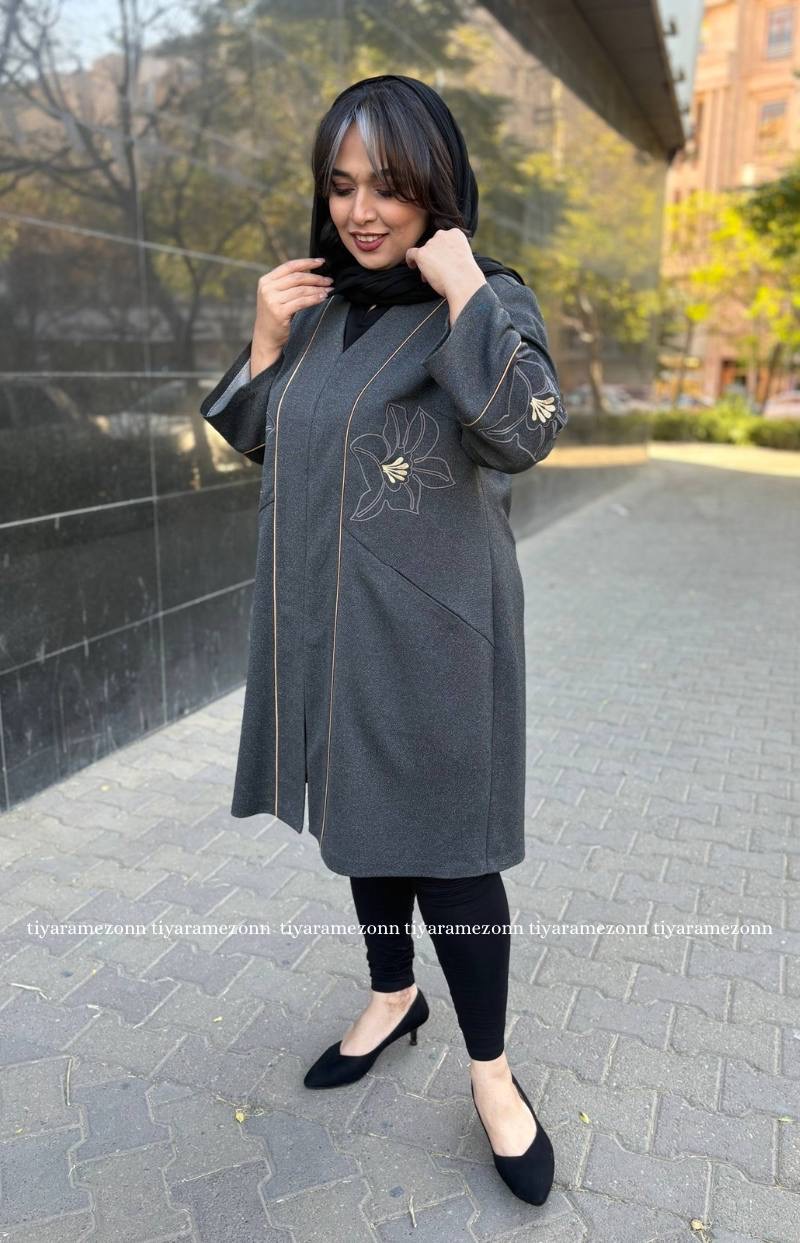 مانتو سایز بزرگ  پاییزه گلدوزی کد 319