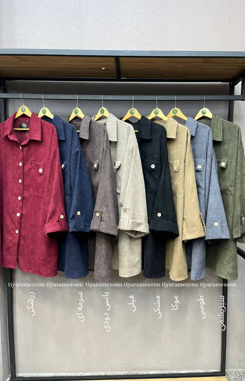 شومیز مانتویی سایزبزرگ مدل مخمل کبریتی کد 308