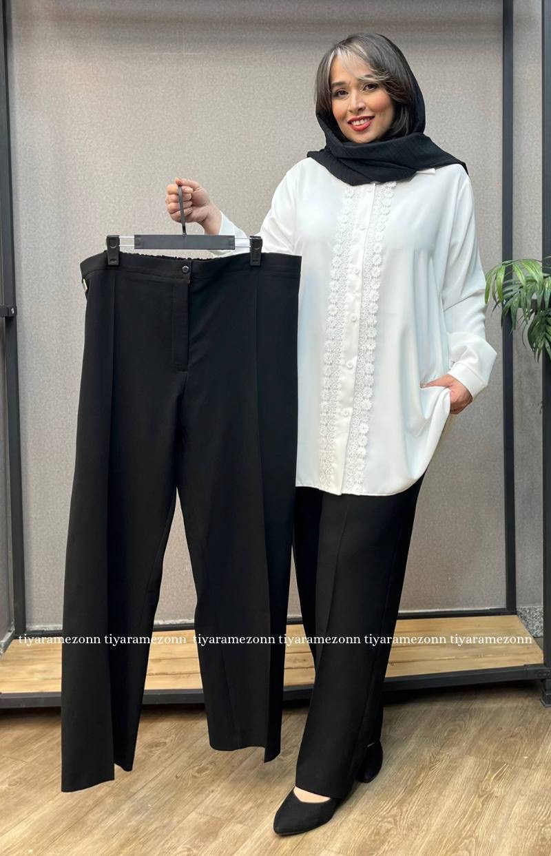 شلوار راسته سایزبزرگ  کرپ مرویجت  کد 298